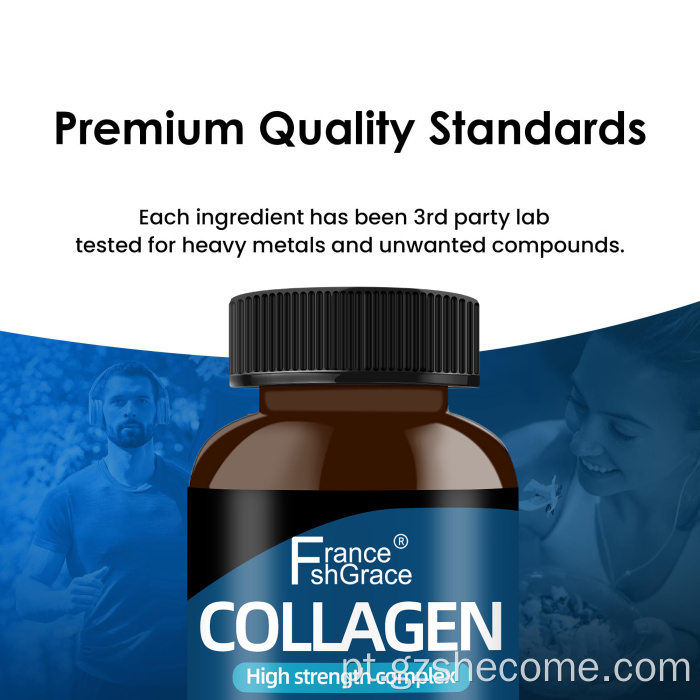 Cápsulas de peptídeos de colágeno marinho orgânico com vitamina C